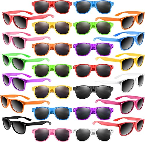 FEPITO Paquete de 60 lentes de sol de neón a granel, 10 colores, regalos de fiesta para playa, fiesta de cumpleaños, piscina, suministros de fiesta