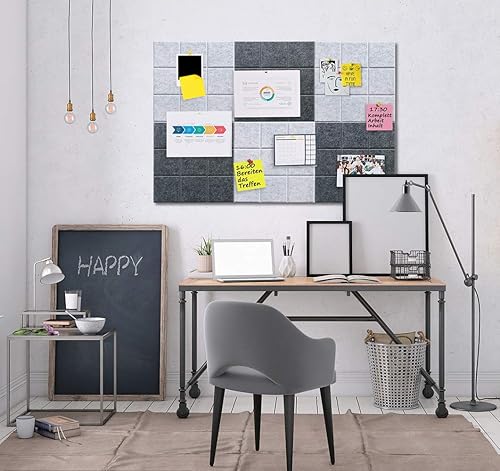 Miniatura 4 de Azulejos de fieltro grandes de 11.8 x 11.8 pulgadas para pared con 30 pasadores, paquete de 6 tableros de anuncios para oficina en casa, cocina,