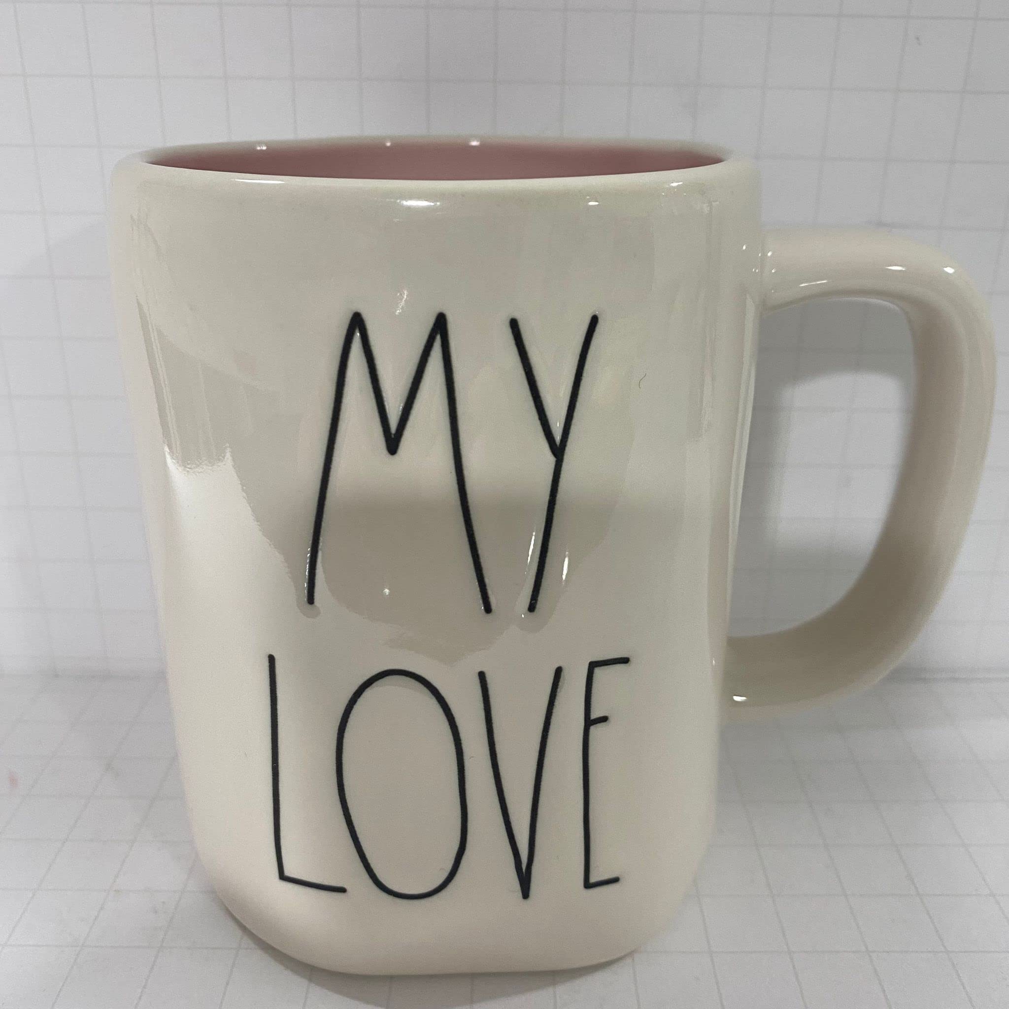 Rae Dunn MY LOVE Mug - Pink Interior - Valentine's Day - Ceramic - 16 oz.