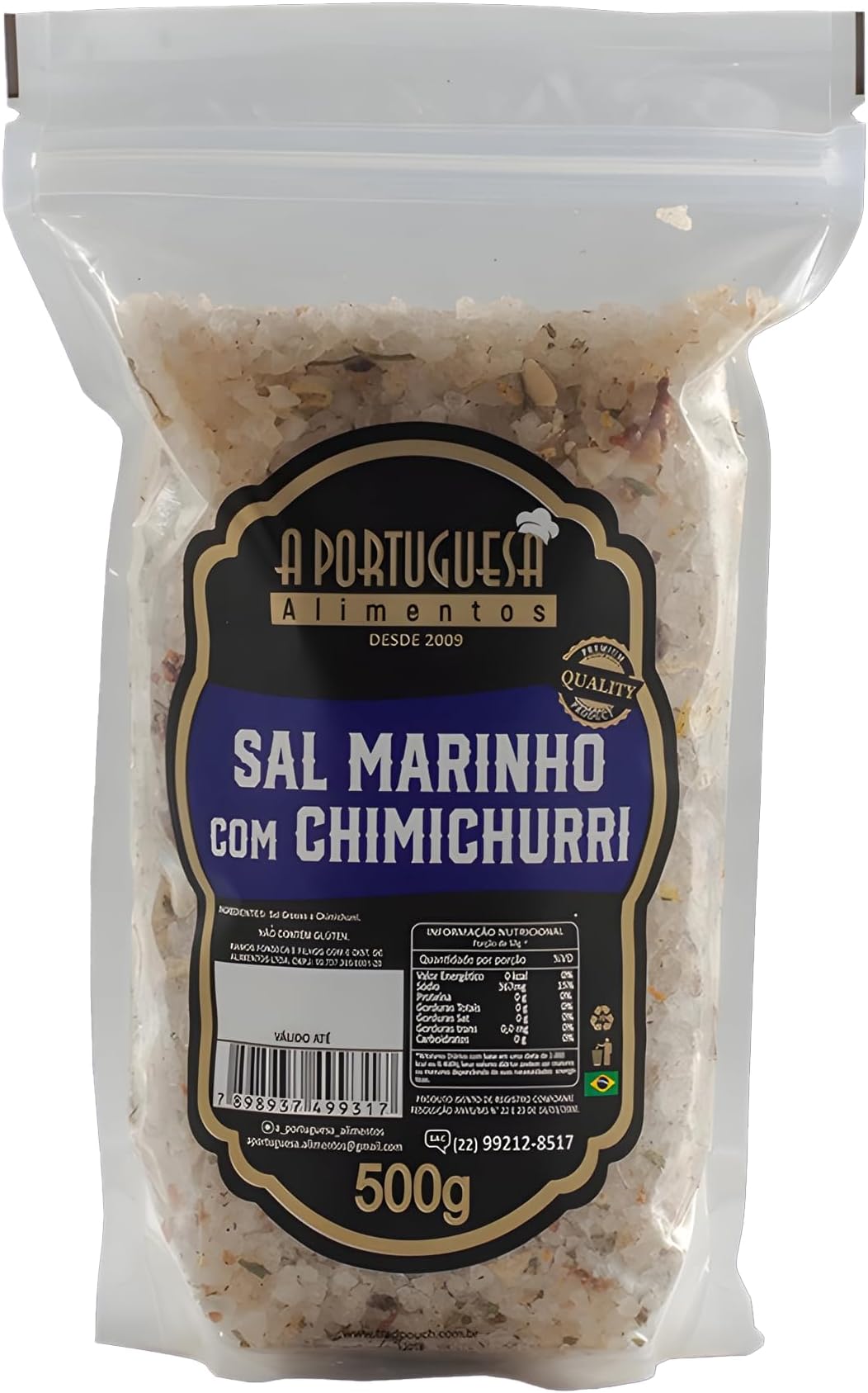 BR Corner | A Portuguesa Brazilian Seasoning Sea Salt with Chimichurri for BBQ 17.63oz | Tempero Sal Grosso Marinho com Chimichurri para Churrasco 500g