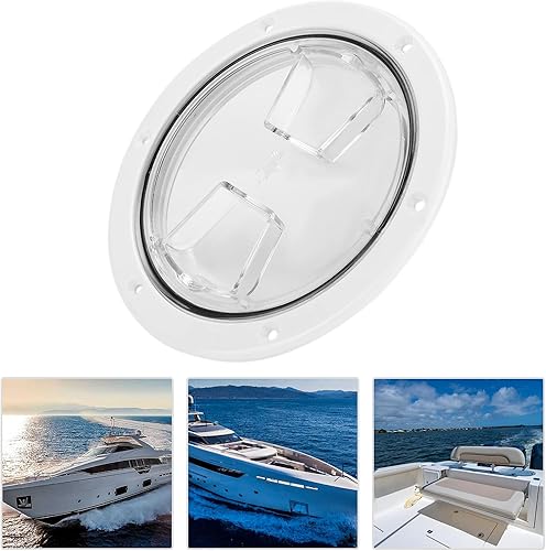 Miniatura 5 de Cubierta blanca de acceso para escotilla de barco, escotilla de acceso redonda para barco RV yate marino (6 pulgadas)