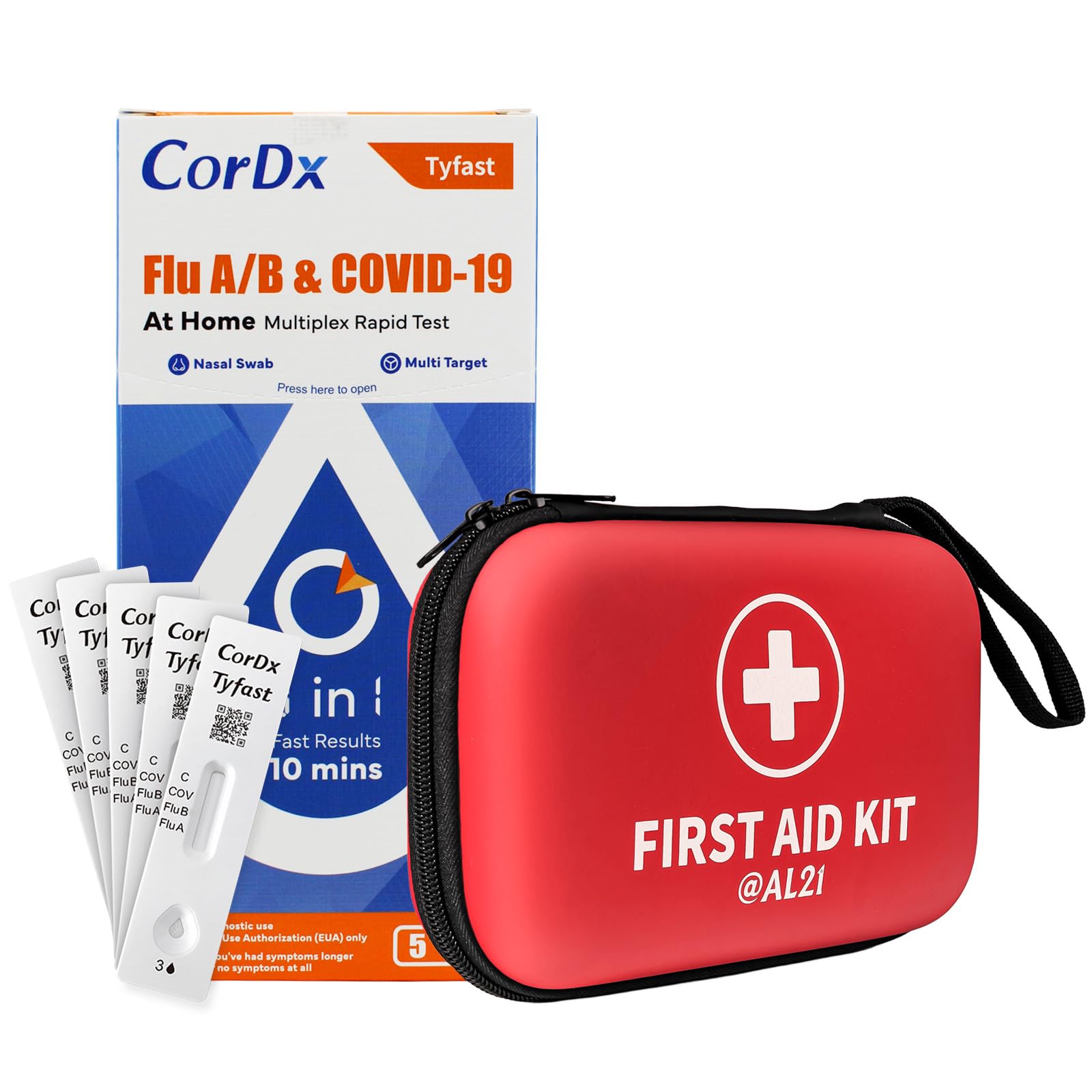 CorDx At Home Flu A/B and COVID-19 Test Kit (5 Pack) and 184 Piece