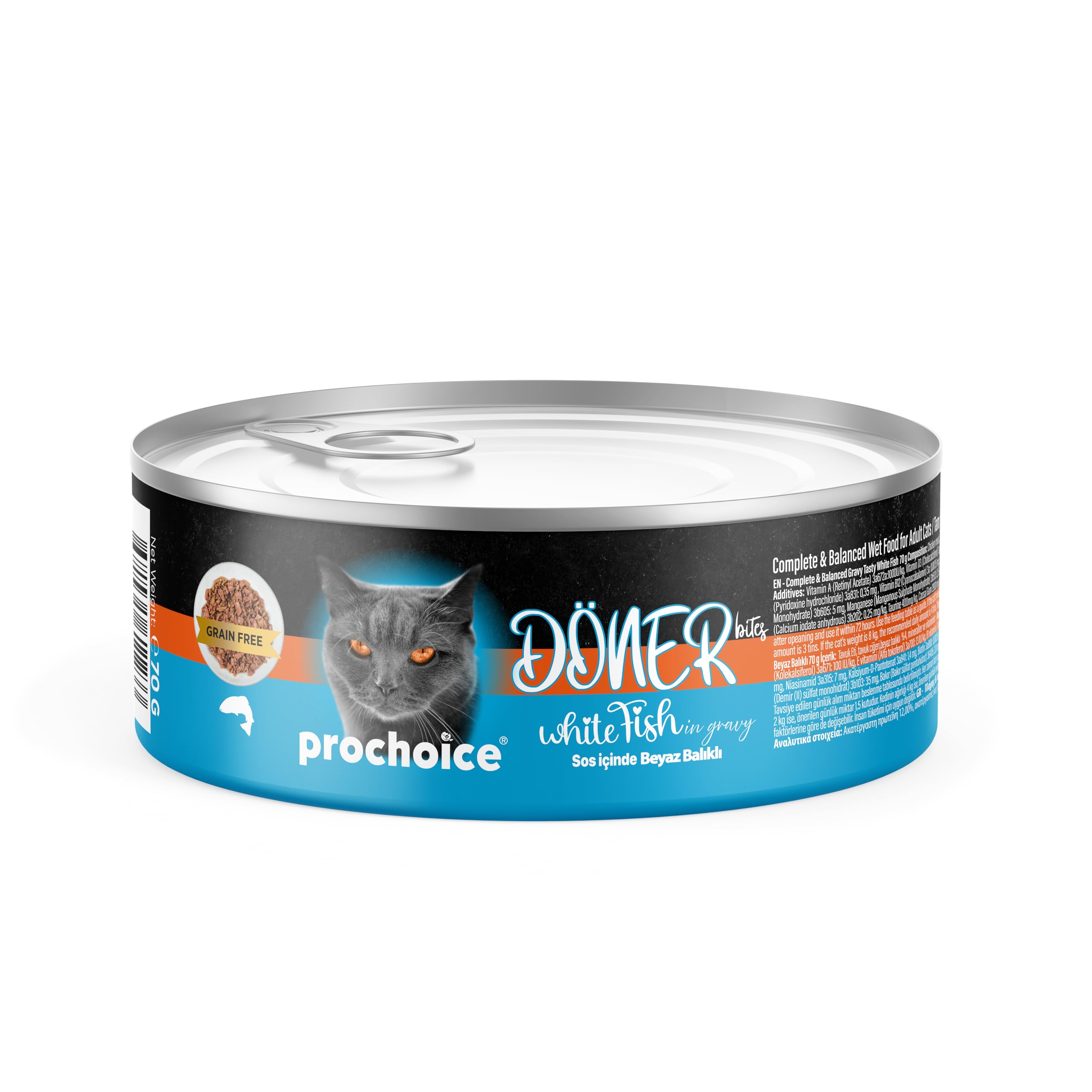 Prochoice Döner White Fish, Sos İçinde Beyaz Balıklı Tam & Dengeli Yetişkin Kedi Maması 70 gr