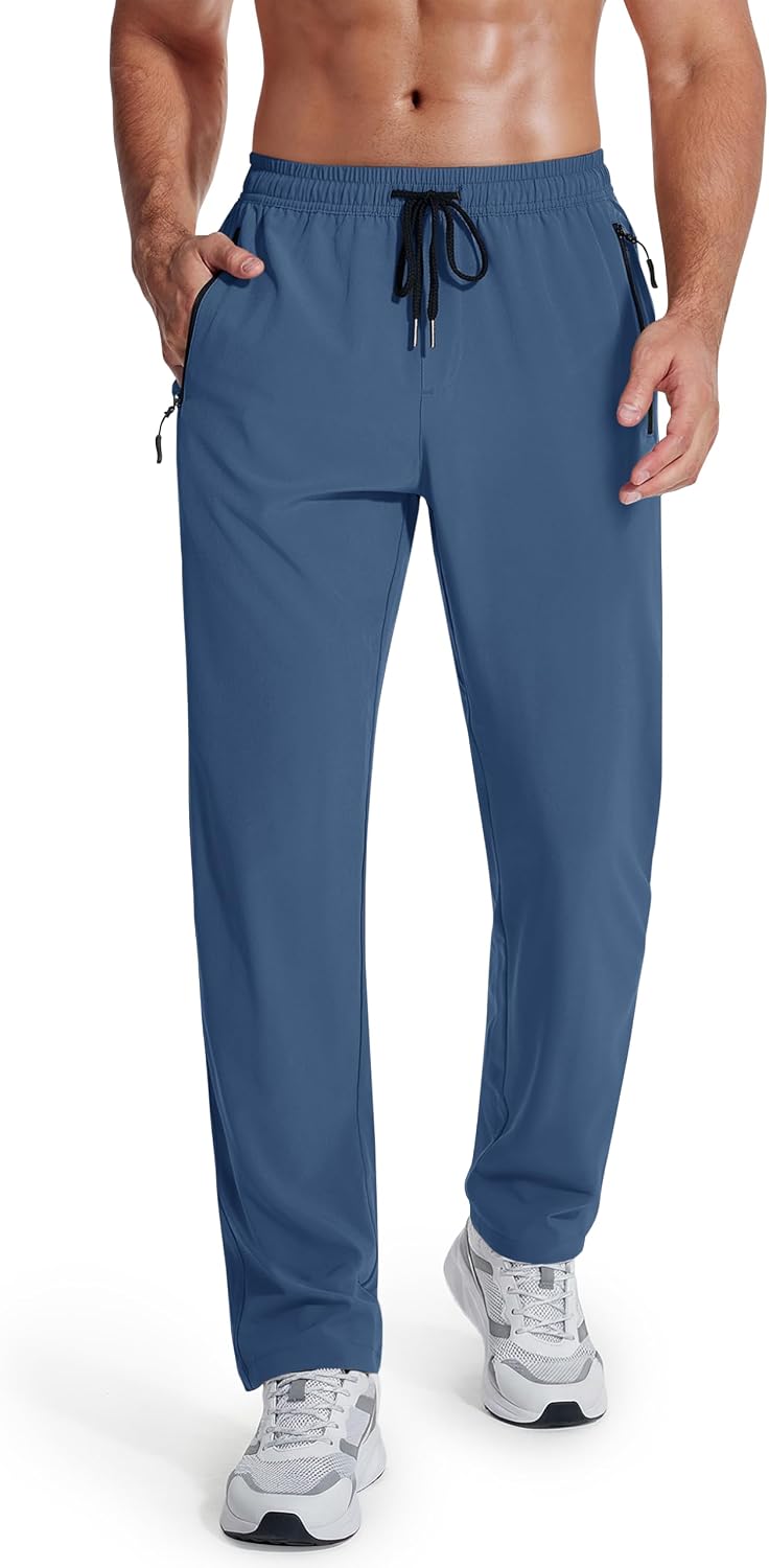 MAGCOMSEN Mens Hiking Pants Lightweight Quick Dry Workout Athletic Jogger with Zipper Pockets Golf Running Gym