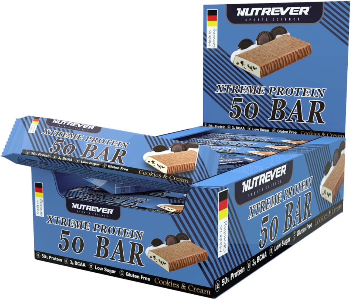 NUTREVER Xtreme Protein Bar - Cookies & Cream, 24 Porsiyon (50 Gr*24)