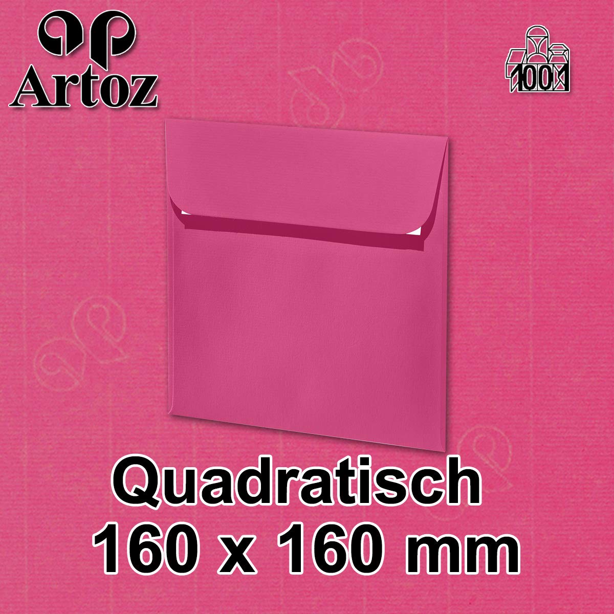 ARTOZ 200 x kwadratowe koperty fuksja (różowe) 100 g/m² - 16 x 16 cm - koperta bez okna - koperty z klejem