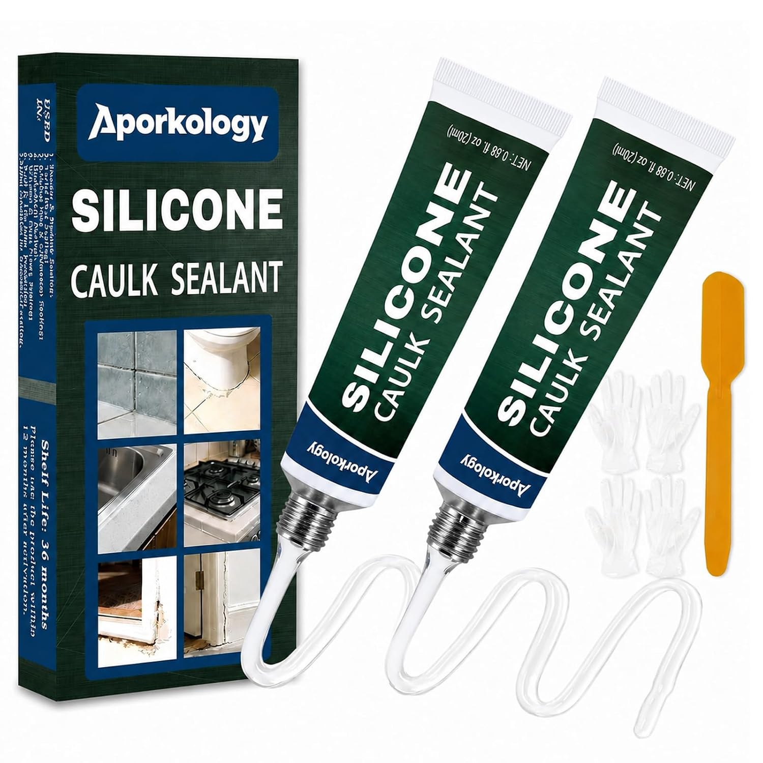 Sellador de silicona transparente 20ml x2 miniatura 1