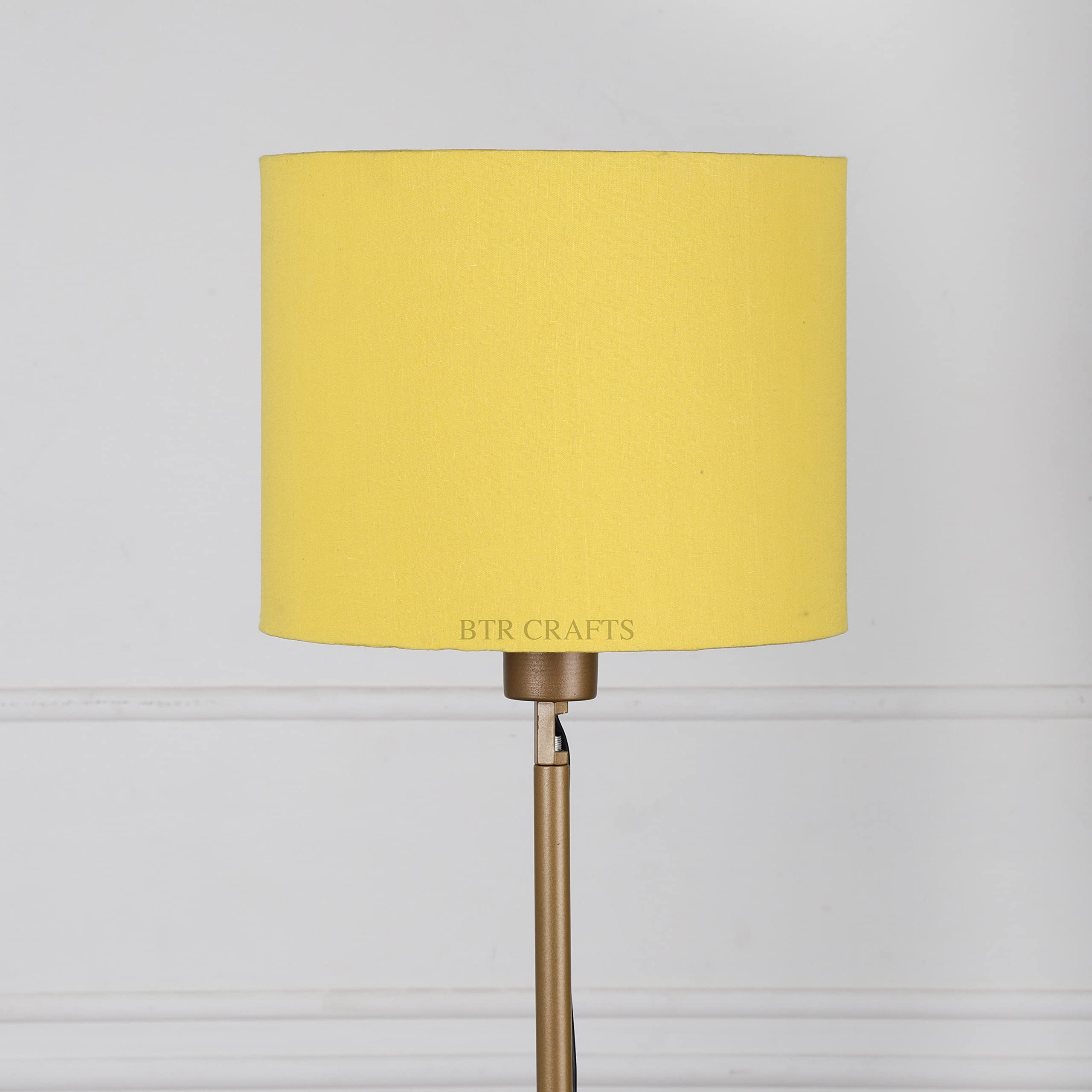 Drum Lamp Shade, Cotton Fabric, Yellow (10" Inches)