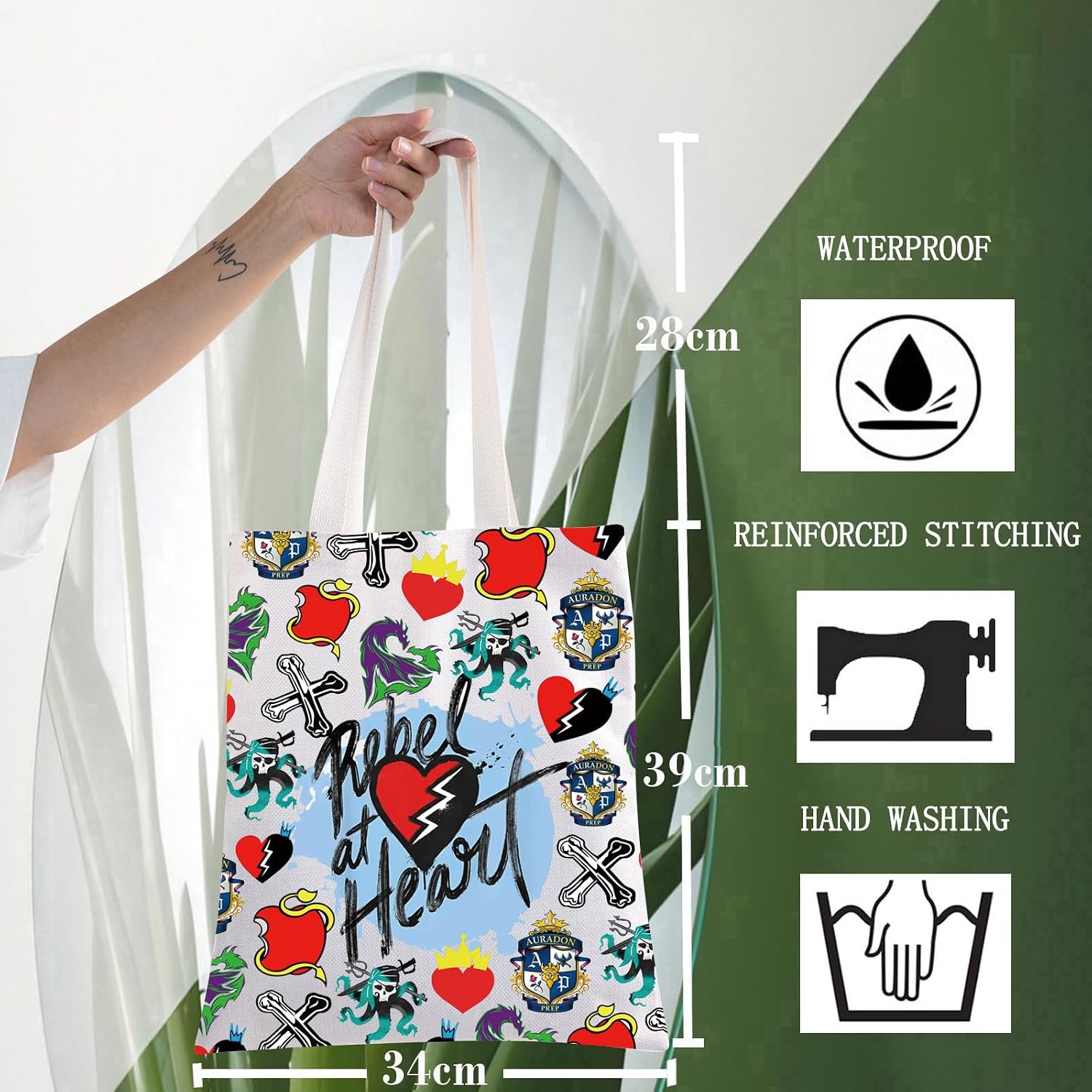 WZMPA Movie Tote Bag Jay ＆ Mal Fans Gift Evil Queen Reusable Grocery Bag Villain Merchandise image 2