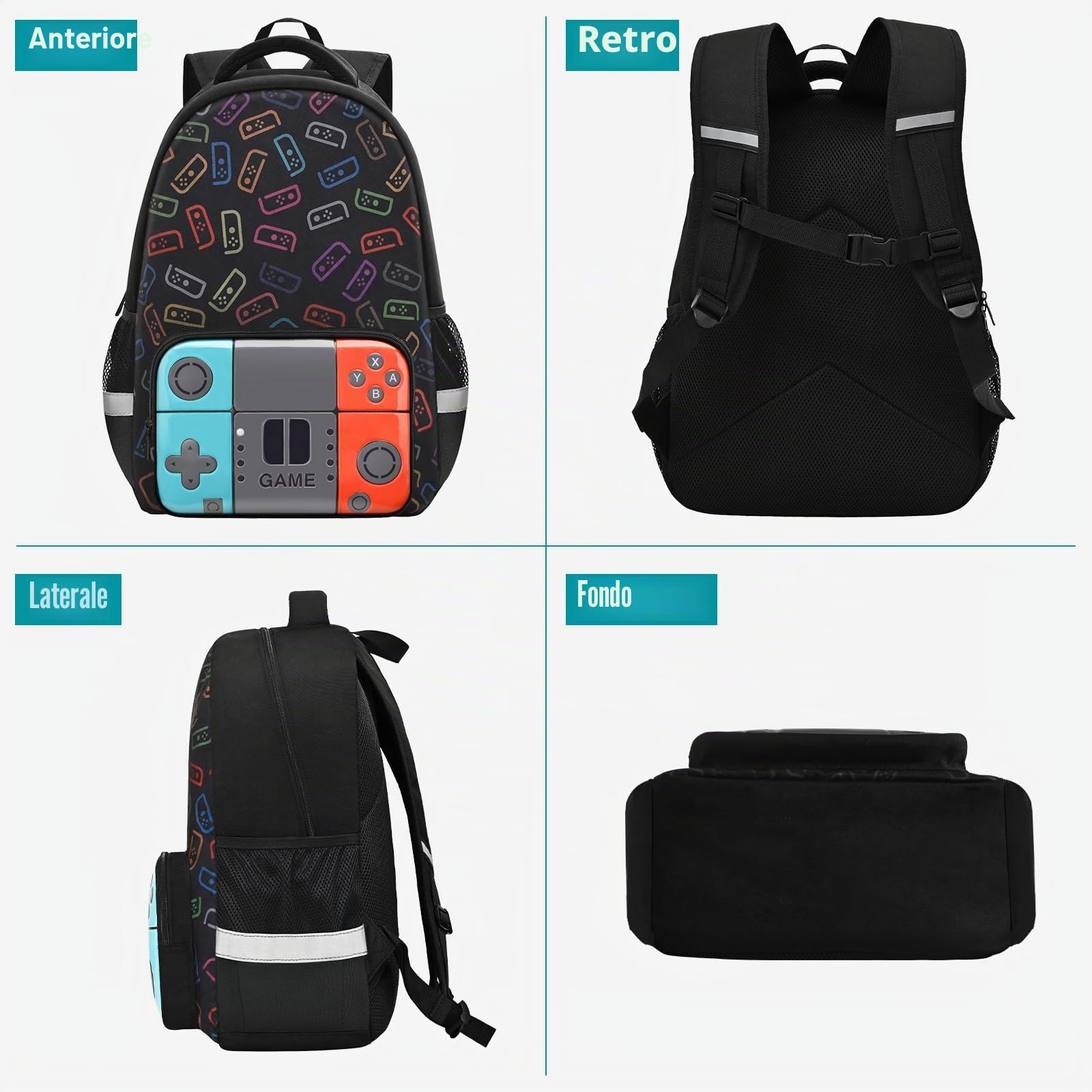 Beaulyn School Backpack For Boys,Kids Gamer School Bag For Elementary Middle Primary Student,17″Video Game Rucksack For Laptop
