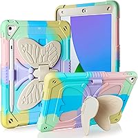 Vista 12 de VOFUOE Funda para iPad de 9ª 8ª 7ª Generación con Soporte con Alas de Mariposa Portaplumas para iPad 10.2 Funda Resistente Dura Rugosa Cubierta