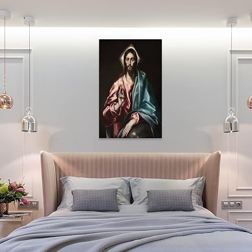 Miniatura 8 de El Greco - Póster de Salvator Mundi El Salvador de El Salvador, pintura decorativa en lienzo, arte de pared, para sala de estar, dormitorio, 12 x 18