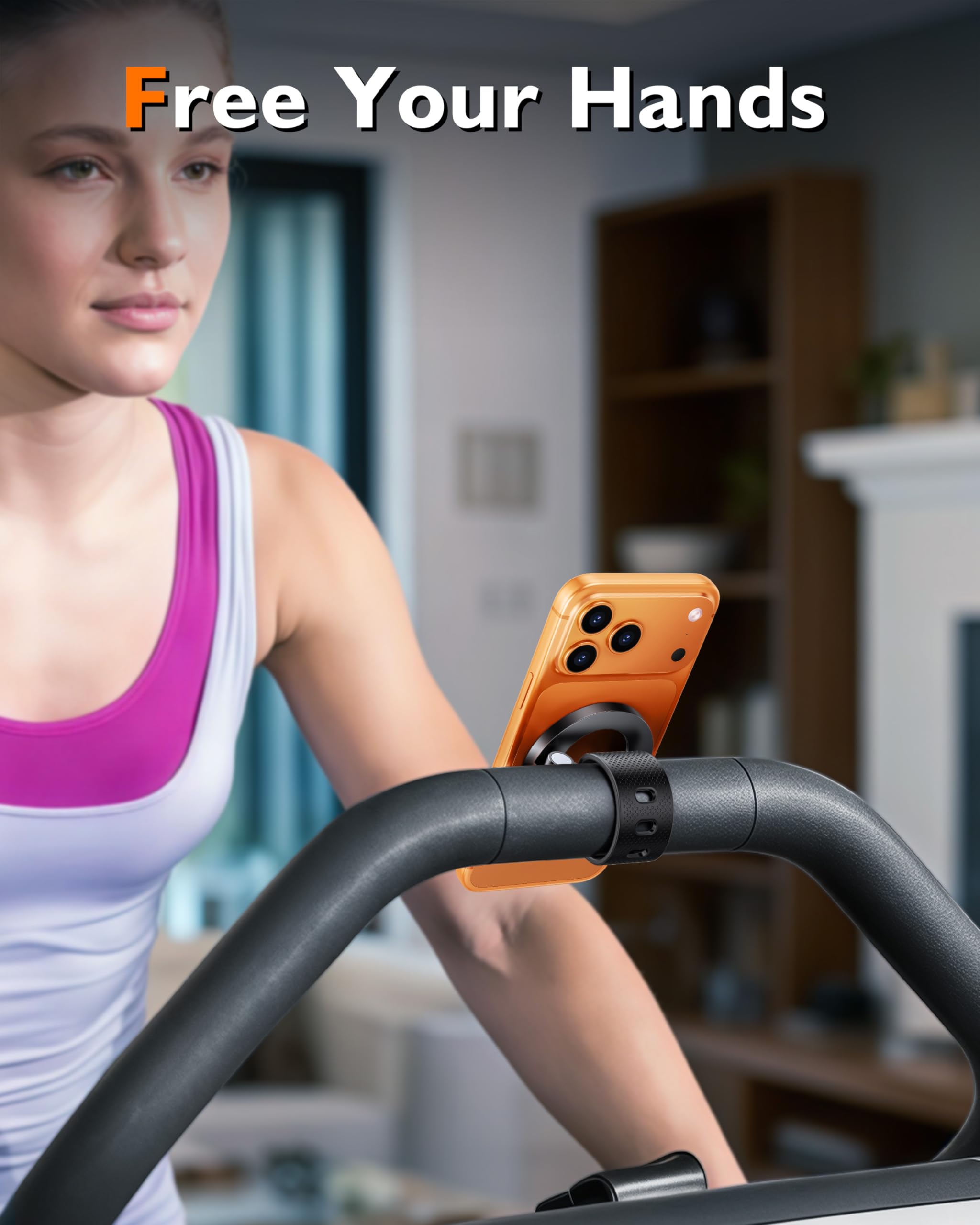 Supporto magnetico per telefono per palestra, manubrio della bicicletta, tapis roulant, carrello da golf, passeggino e carrello della spesa, supporto girevole a 360°, in silicone, compatibile