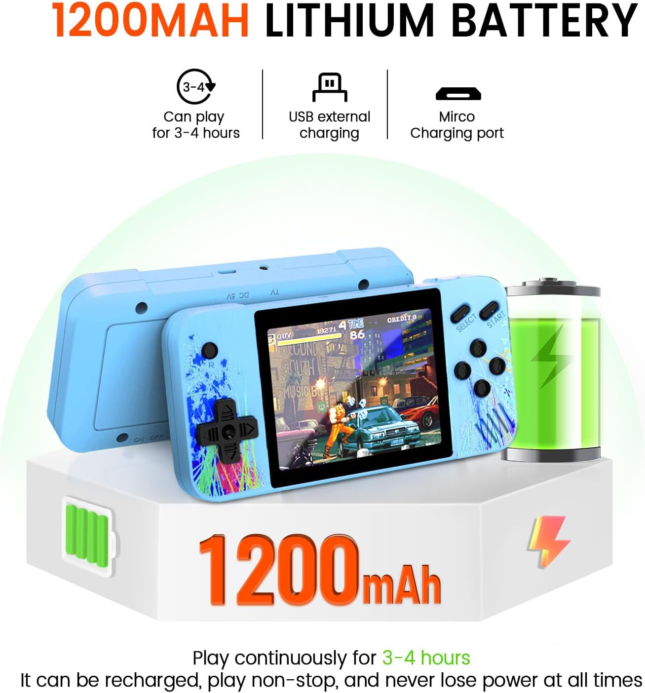 3.5" HD Screen Handheld Game -Preloaded 800 Retro Video Games, 2025 New Portable Gaming Player for Birthday Home Travel Xmas Gift (Blue) image 3 of 7 B0F4JH7CW3