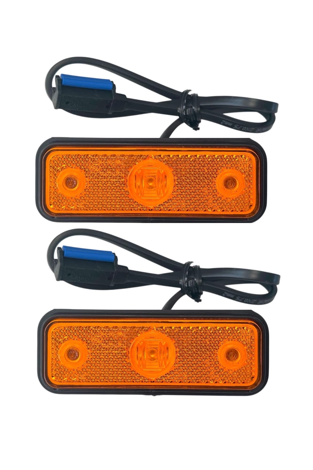 2x LED Umrissleuchte Anhänger 12V 24V - Begrenzungsleuchte Positionsleuchte - mit/ohne Halter - E9 Zulassung - für Trailer LKW Wohnwagen (Gelb + QS075 Schnellanschluss)