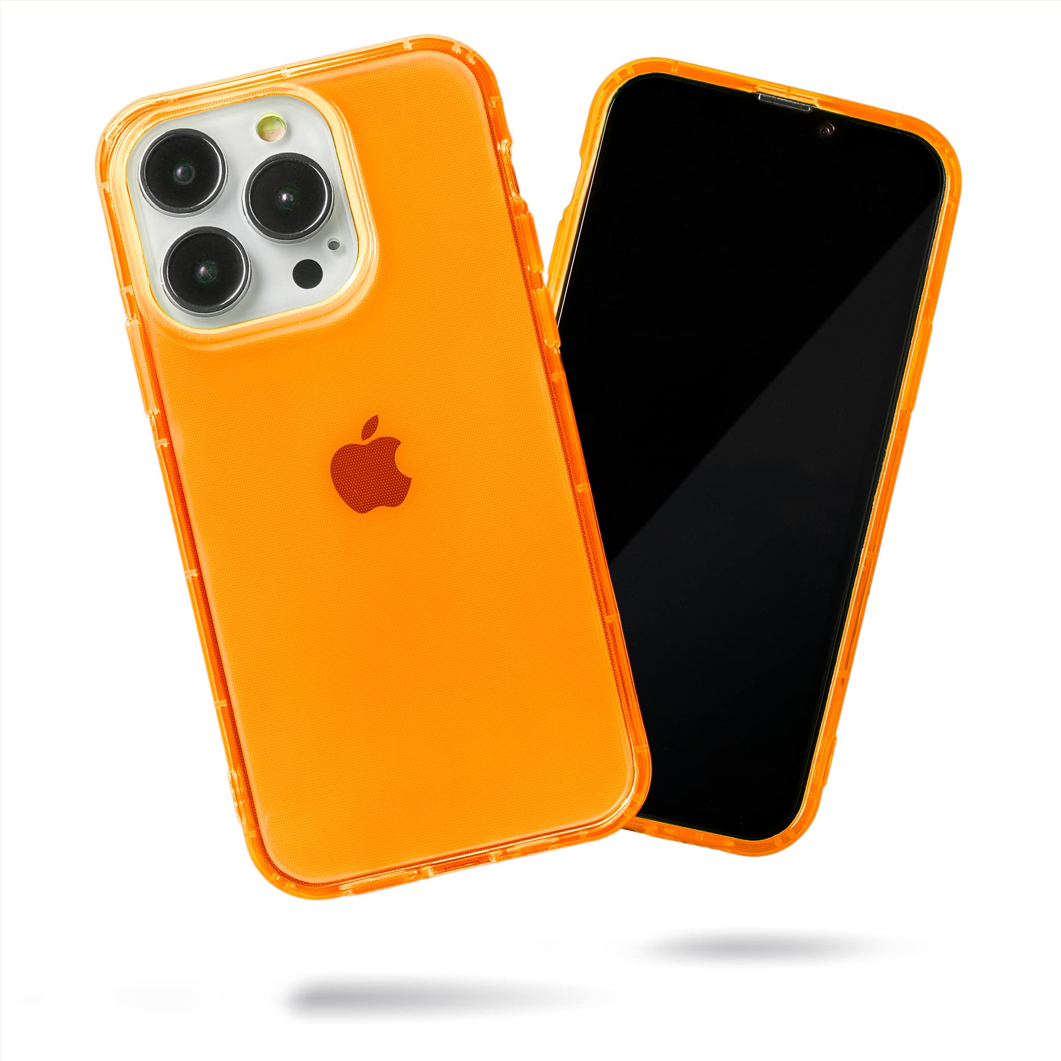 SteepLab Neon Highlighter Case for iPhone 14 Pro - The Grippy Jelly Case w/Protective Air Pockets (Intense Bright Orange)