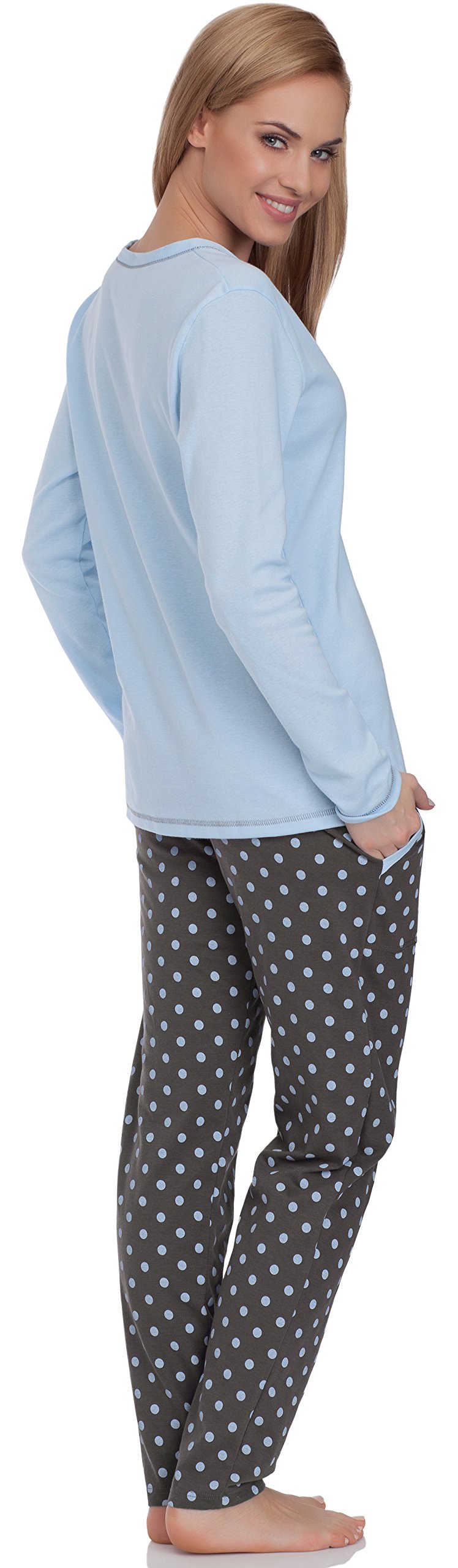 Italian Fashion Pigiama Donna Cotone Leggero | Pigiama Donna Invernale e Caldo | Due Pezzi Maglietta Manica Lunga e Pantalone Lungo | Loungewear Ragazza con Bottoni S-XXL