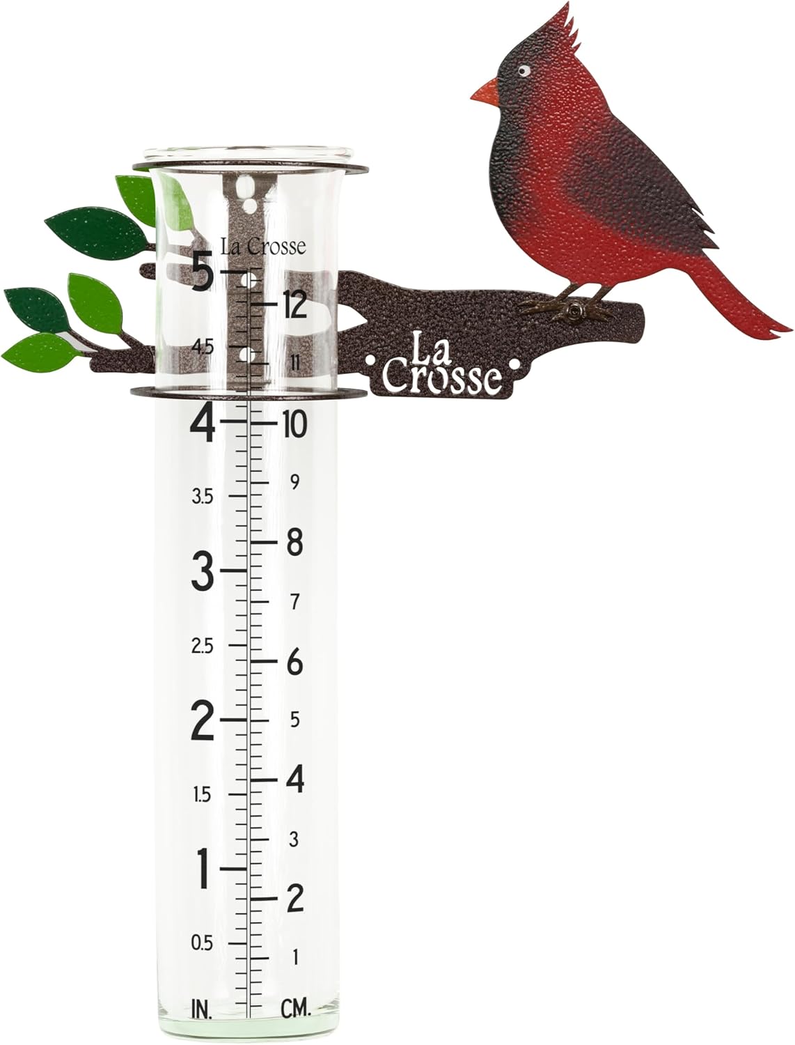 La Crosse 704-4612 5-inch Capacity Metal Cardinal Rain Gauge