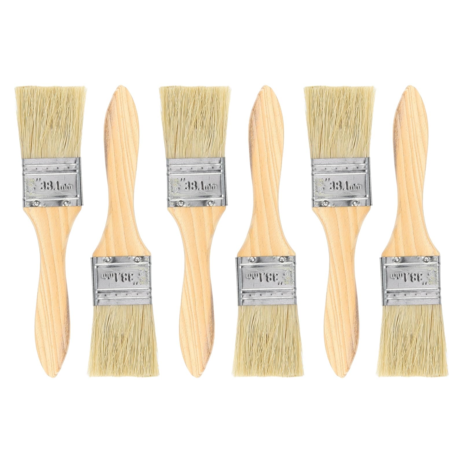 sourcing map 6pcs Chip Paint Brush 1.5" Flat Painting Brushes Synthetic Bristle Paint Brushes with Wooden Handle for DIY Art Painting Furniture Cabinet Fences Deck Wall Door Trim — image 1