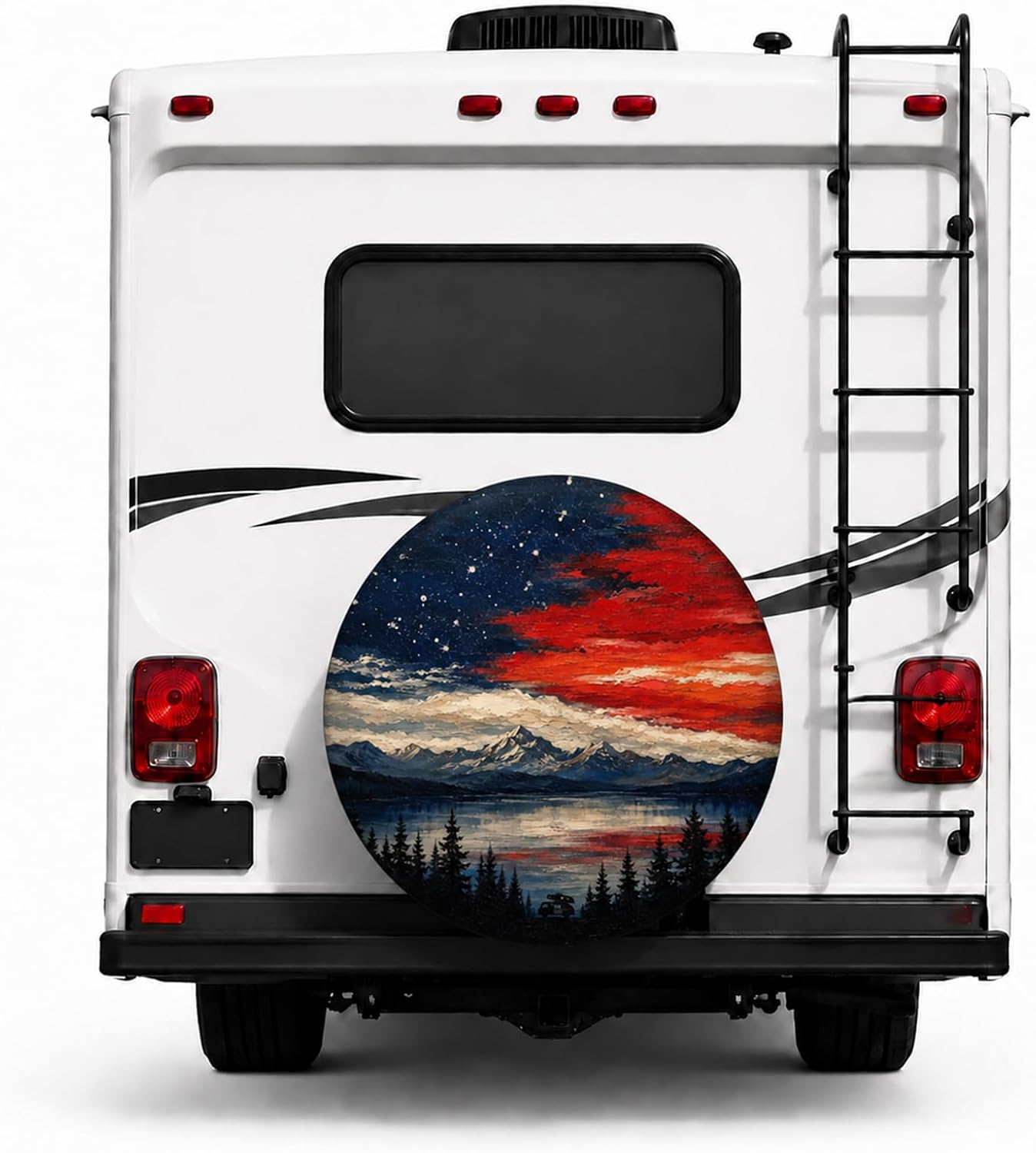 Spare Tire Cover, 420D Oxford Fabric Waterproof Tire Cover for RV Camper Trailer, Black Trailer Spare Tire Cover with Elastic Fit, Available in 14 15 16 17 Inch