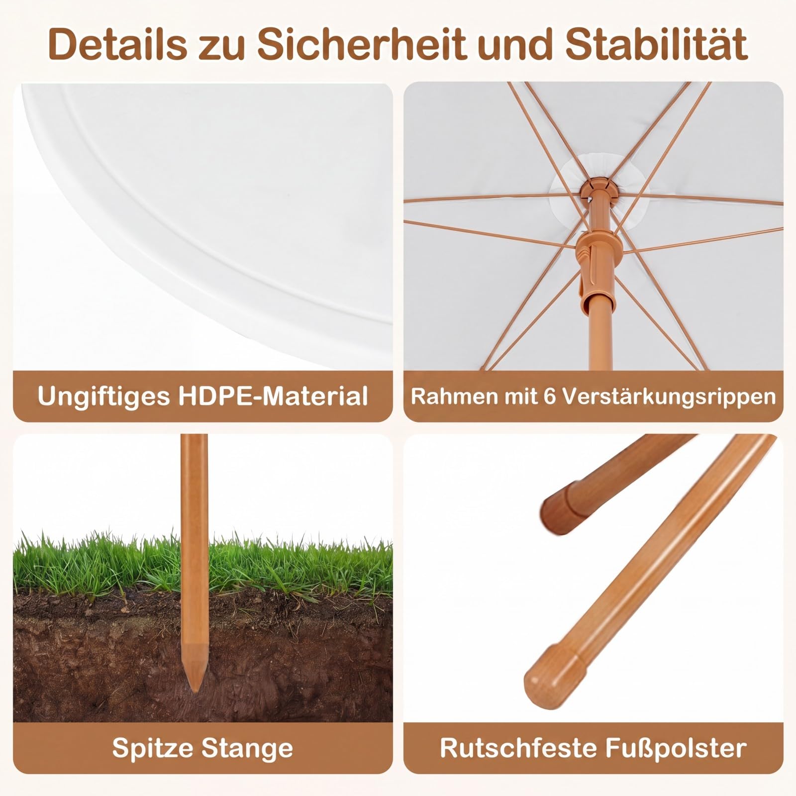 COSTWAY Kindersitzgruppe mit höhenverstellbarem Sonnenschirm, 4 TLG. Kindersitzgarnitur mit Tisch & 2 Klappstühlen, Kinder Picknicktisch Outdoor, Kinder Gartenmöbel für Terrasse, Strand (Natur)