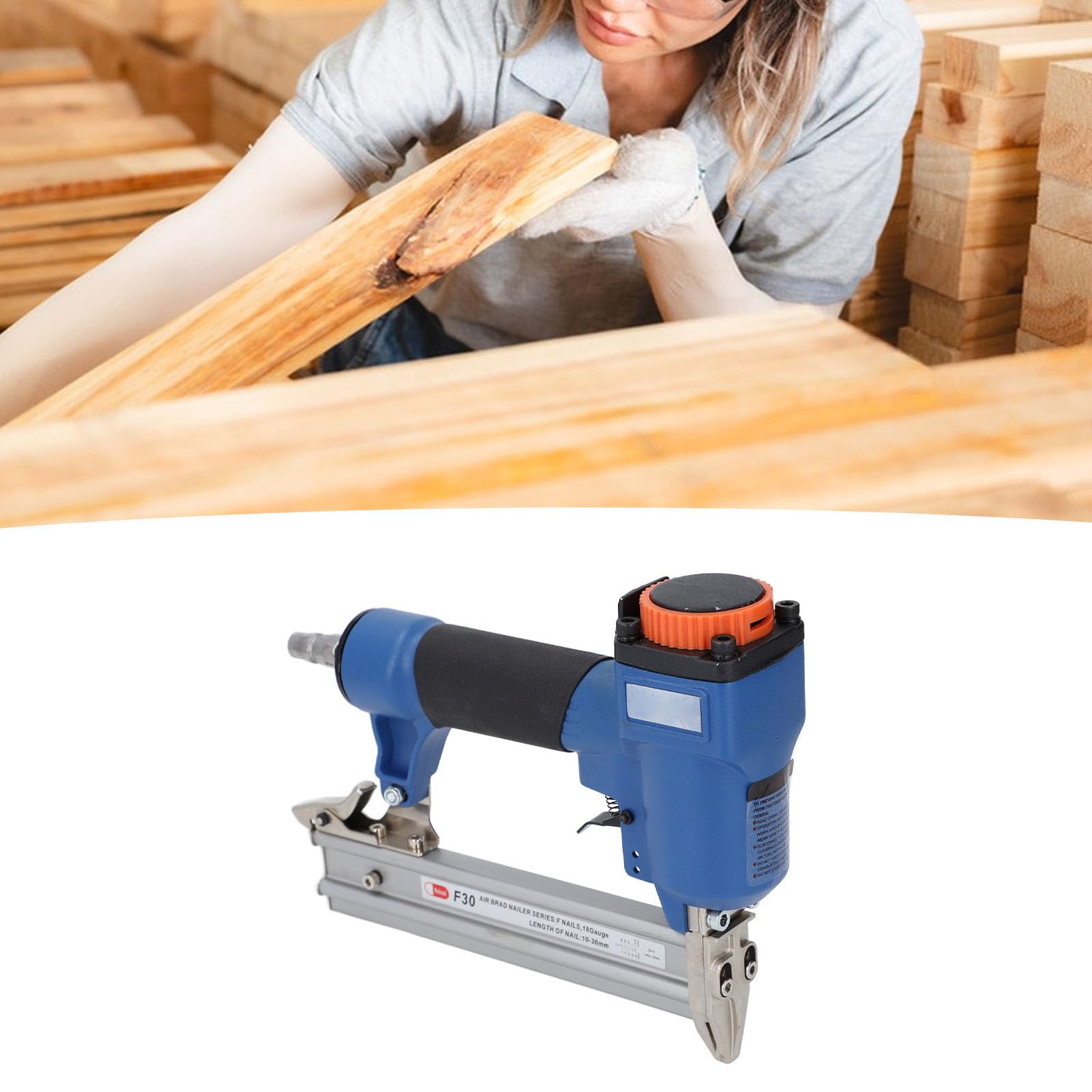 Eujgoov 18 Grapas Neumáticas para Tapicería de Madera, Grapadora Neumática, Clavadora para Carpintería de 3/8 a 1-3/16 Pulgadas para Proyectos de Madera Blanda
