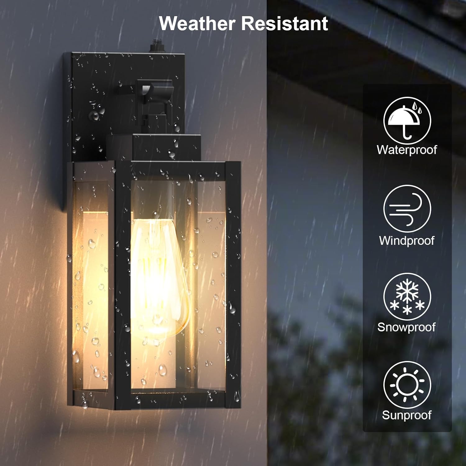LTBLIGHT 2-Pack Dusk to Dawn Outdoor Wall Lights, Modern Black Sensor Porch Light Fixtures, Waterproof Exterior Lighting for House, Garage, Patio, Front Door, 100-120Vac