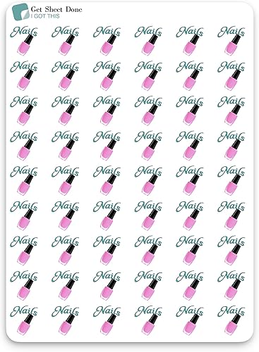 Miniatura 2 de Planificador de uñas, 54 calcomanías de vinilo divertidas (12 pulgadas), día de salón de manicura, tiempo de cuidado personal de belleza,