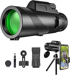 Telescópio monocular 40X60 HD para smartphone com adaptador de telefone e tripé luneta de alta potência para observação de pássaros. Concerto de viagem Monóculos baixos para adultos e crianças observando a vida selvagem