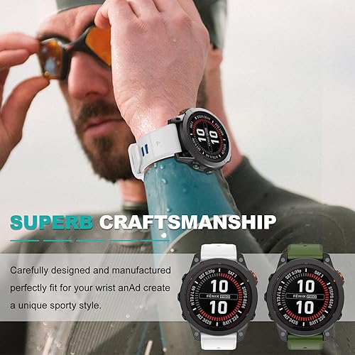 Miniatura 7 de OVERSTEP Correa de reloj para Garmin Fenix 7  Fenix 6  Fenix 5  EPIX 2, correas de reloj de silicona de ajuste rápido de 0.866 pulgadas para
