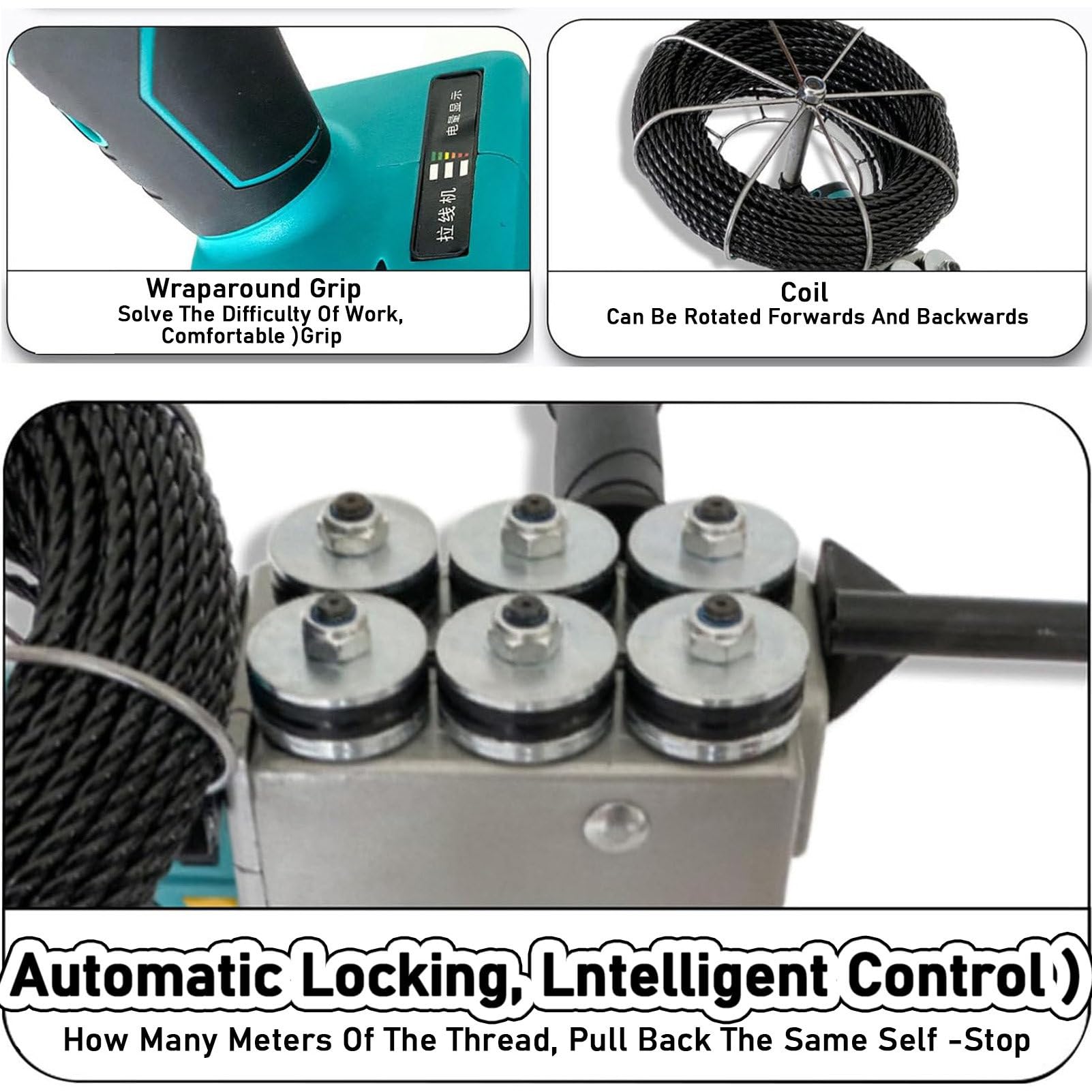 Infilacavi per elettricisti, estrattore di Cavi elettrici - Macchina Automatica per l'infilatura con Impugnatura Antiscivolo, Strumento Portatile per l'infilatura di Cavi a Parete