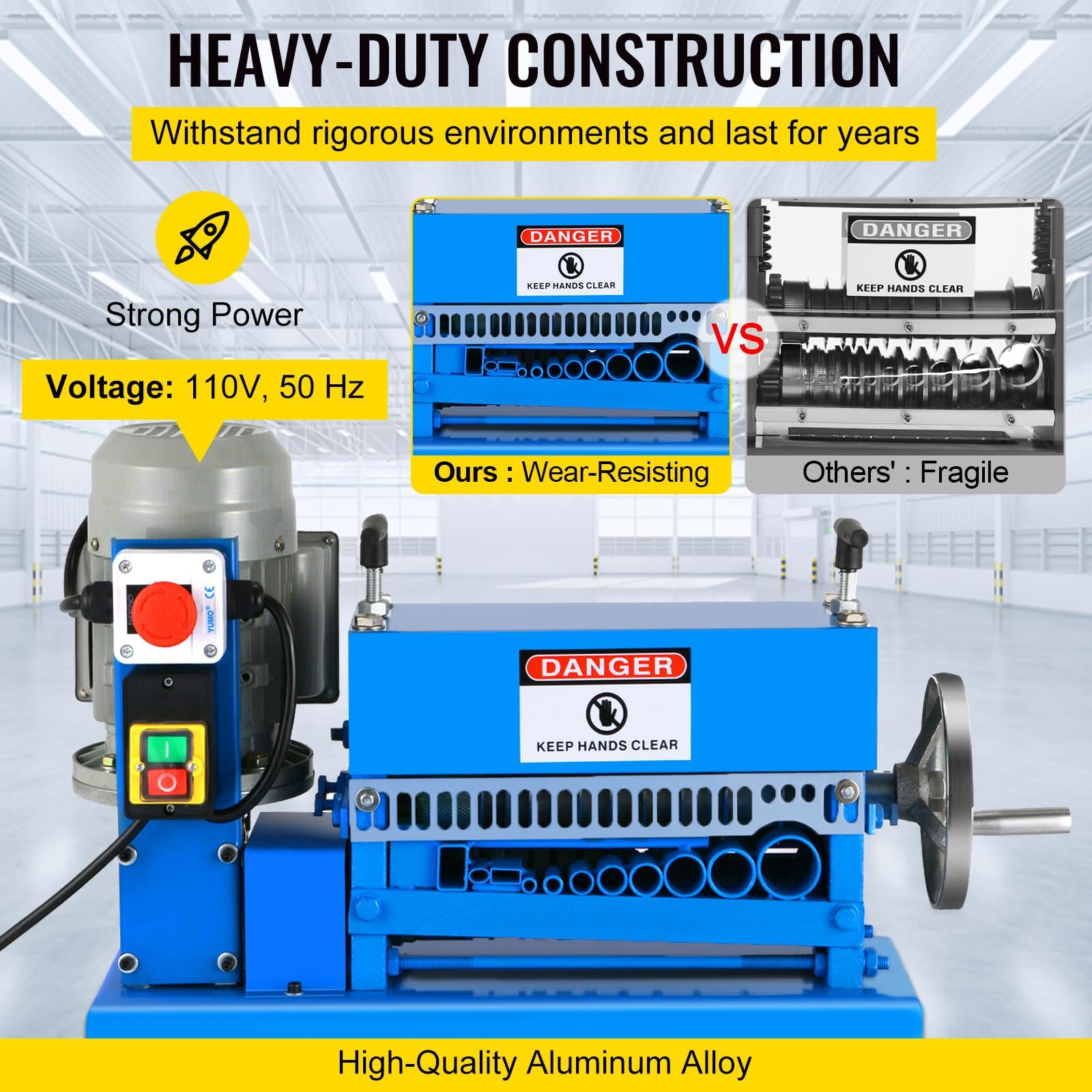 VEVOR Elektryczna maszyna do ściągania izolacji 370 W szczypce do ściągania izolacji przewody 1,5-38 mm, 27 m/min, wysoka wydajność ściągania izolacji, profesjonalne narzędzie do odzyskiwania drutu