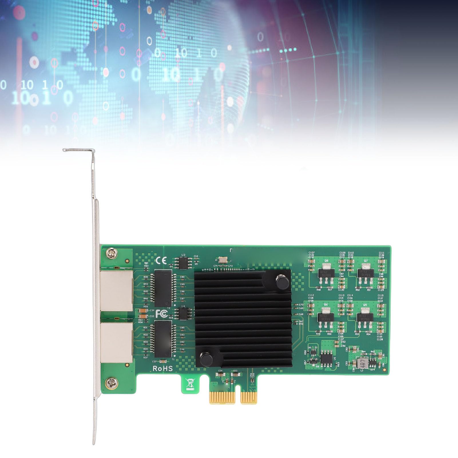 Karta Sieciowa Gigabit Ethernet PCI Express X1, Dwuportowy RJ45 z Chipsetem 82574L, Adapter 10/100/1000Mbps Zapewniający stabilną wydajność, Obsługuje Ramki Jumbo PXE DPDK ISCSI dla Komputerów
