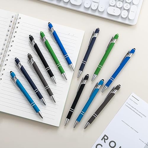 Miniatura 4 de PASISIBICK Bolígrafo de 12 piezas con punta de lápiz capacitivo, 2 en 1, lápiz capacitivo de metal de alta calidad para pantallas táctiles, tinta