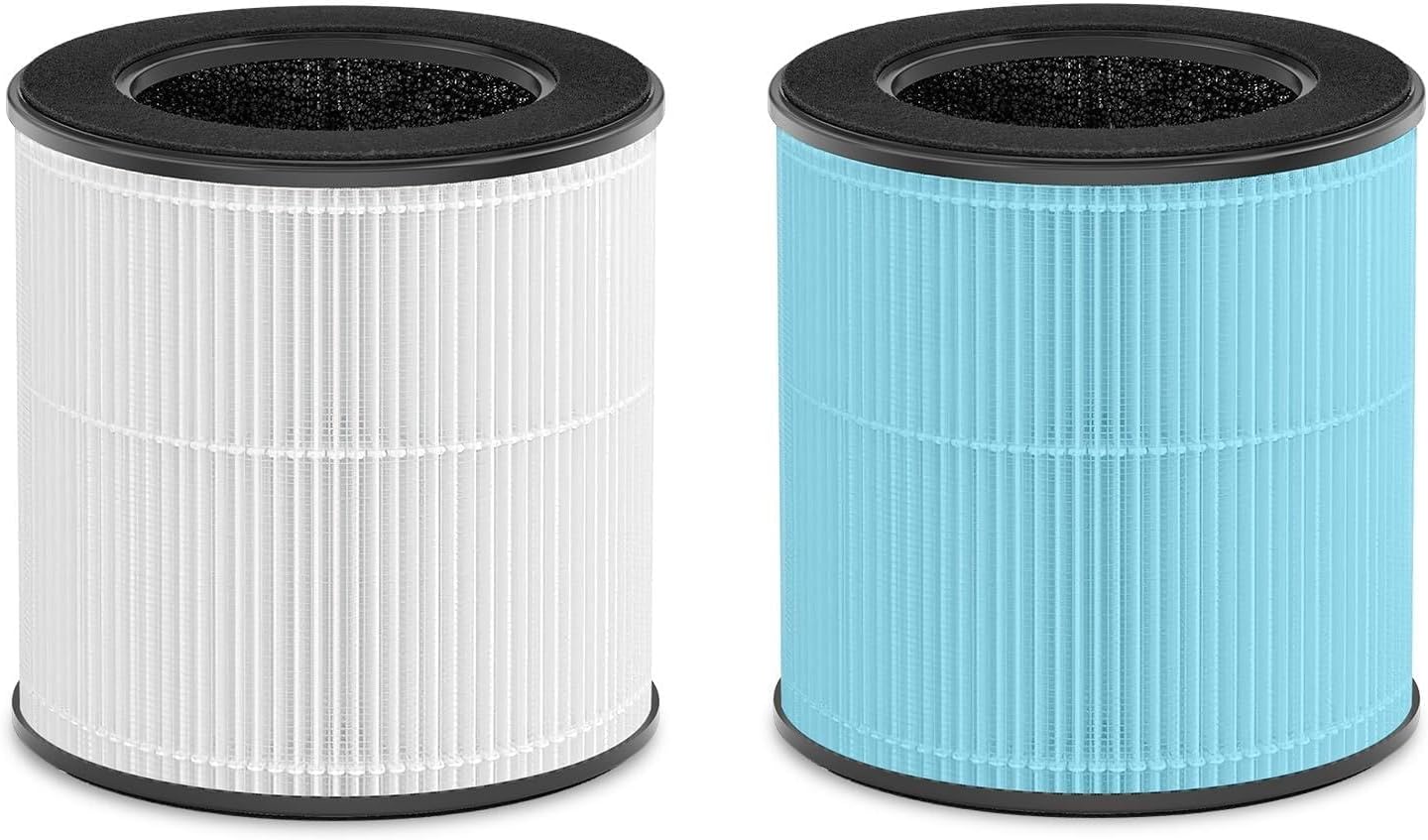 Tailulu Official AP100 Air Purifier Replacement Filter, 3-in-1 Air Purifier Filter, True H13 HEPA Filter White+Blue, 2Pack