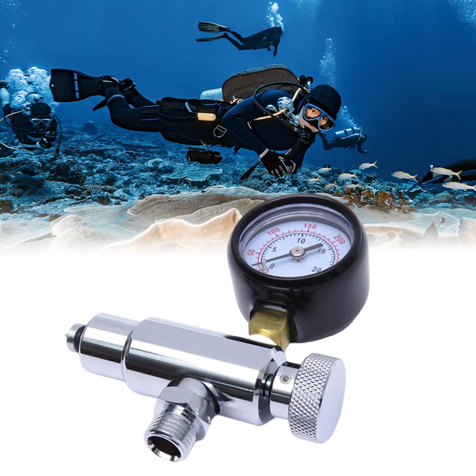 mioosho Diving Breathing Regulator Underwater Pressure Gauge Intermediate Pressure Gauge Checker Diving Regulator Pressure Gauge