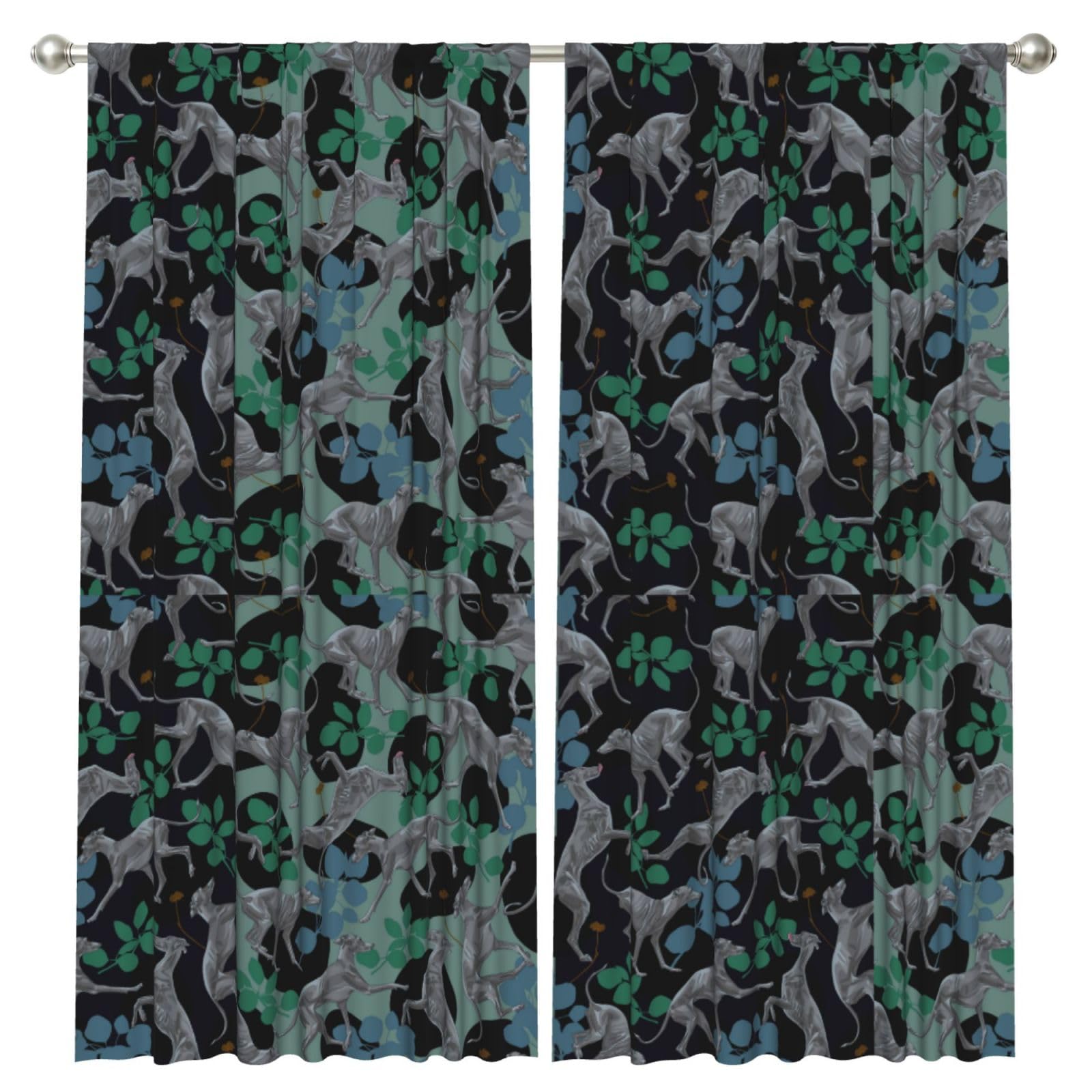 InOmak Greyhound Dog, 2 Panels Window Curtains 52 x 84 Inch Blackout Curtains for Living Room Bedroom