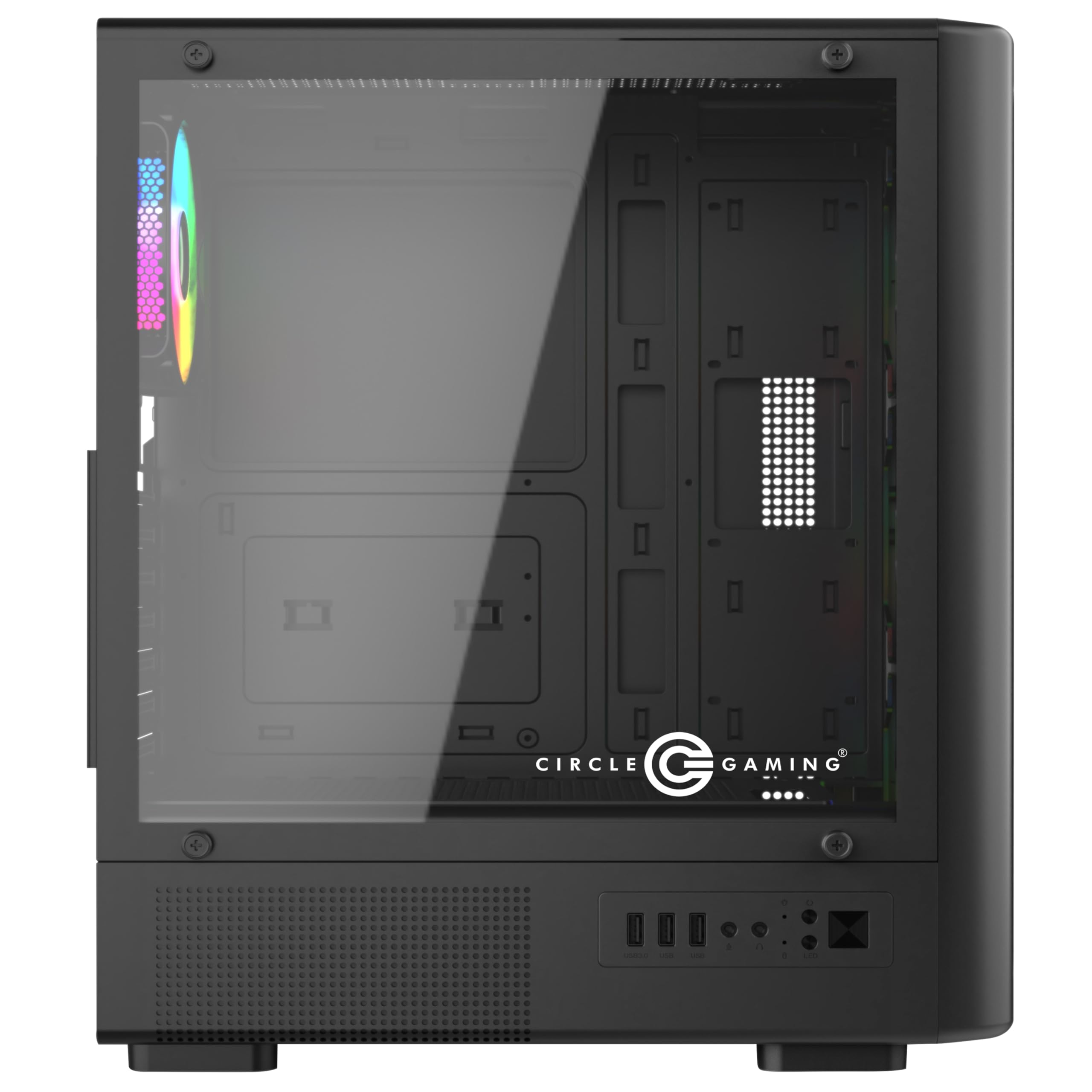 Circle Amazer X1 Mid-Tower Case - Black Gaming PC Case -3
