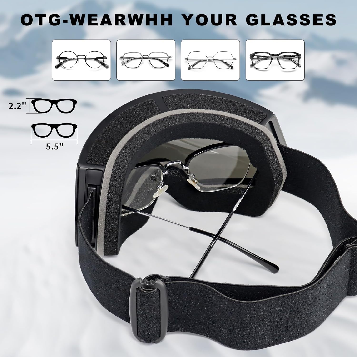 SPOSUNE Ski Goggles OTG Anti-Fog Snow Goggles for Men Women, UV400 Protection Snowboard Goggles for Skiing & Snowboarding - Image 6
