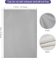 Vista 2 de PATIKIL Tela de piel sintética sintética, 2 yardas, 72 x 54 x 0.04 pulgadas, textura de cuero sintético, hojas para bolsas, manualidades, color gris