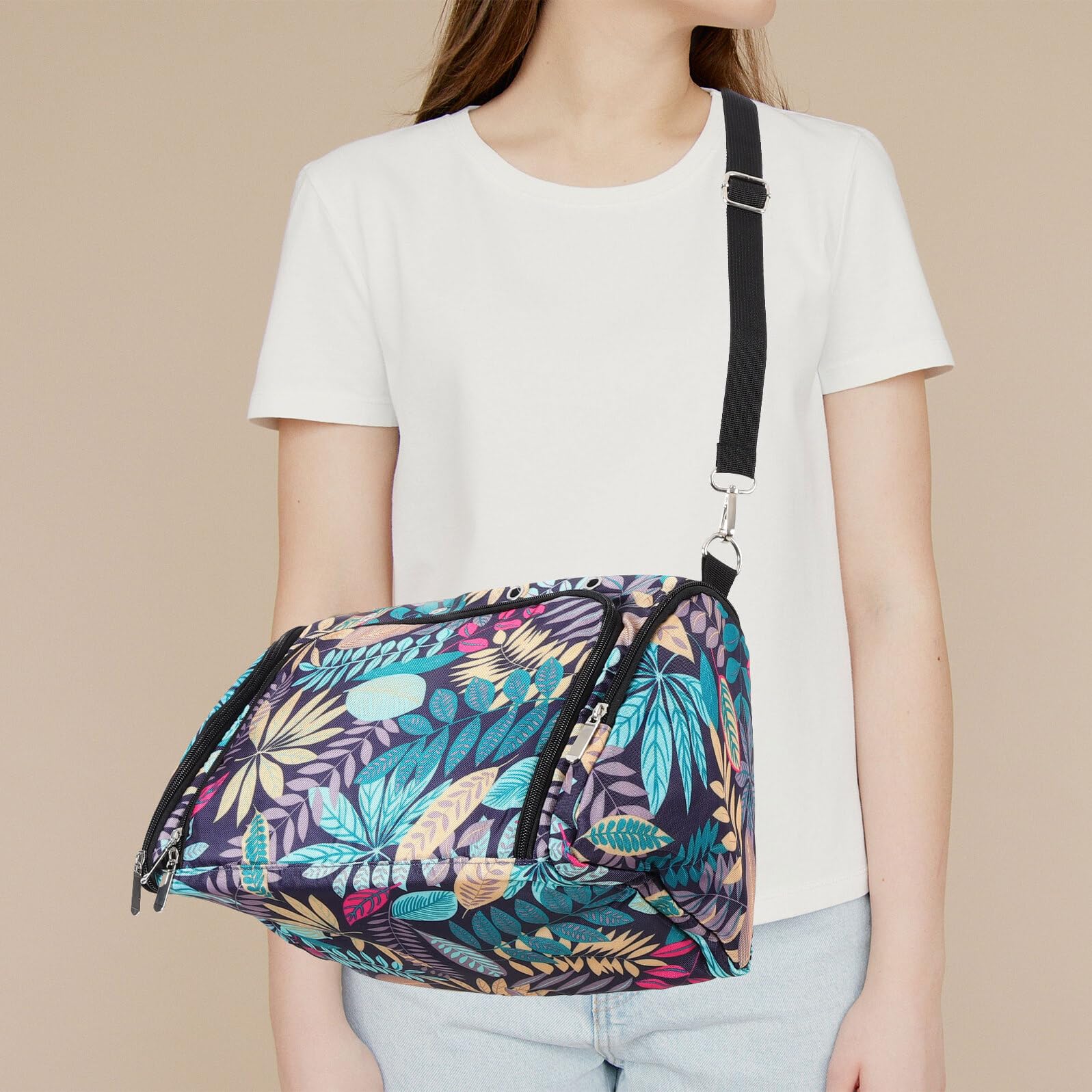 Bolsa Organizadora para Ganchillos de Crochet con Doble y Cremallera Bolsa de Almacenamiento Resistente y Ligera para Accesorios de Punto y Bordado Diseño Elegante y Portátil para