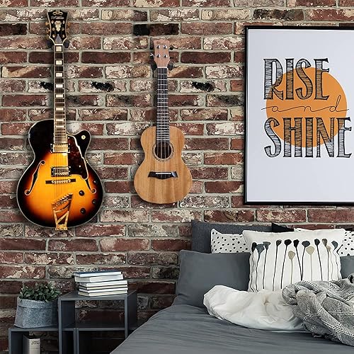 Miniatura 7 de MoKo Soporte de pared para guitarra, paquete de 3, soporte de pared para bajo, guitarra eléctrica, acústica, ukelele, guitarra, soporte de pared,