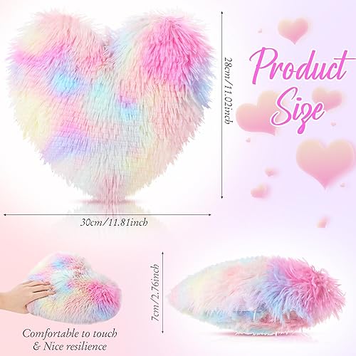 Miniatura 2 de Marsui 2 almohadas esponjosas de corazón en forma de corazón, lindo cojín de peluche de corazón, almohada decorativa de corazón, regalo para el día