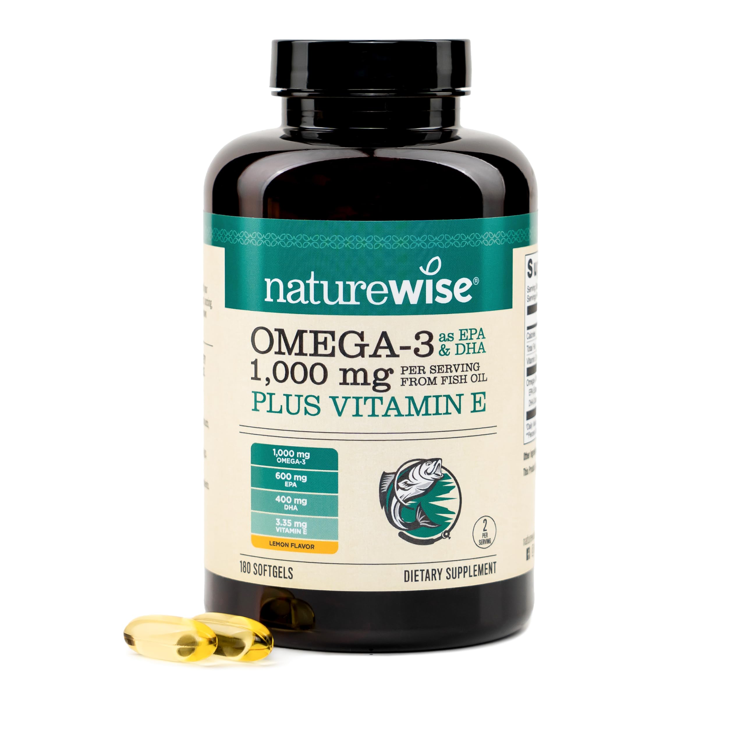 NatureWise Extra-Strength Omega 3 Fish Oil Supplement - 1000mg