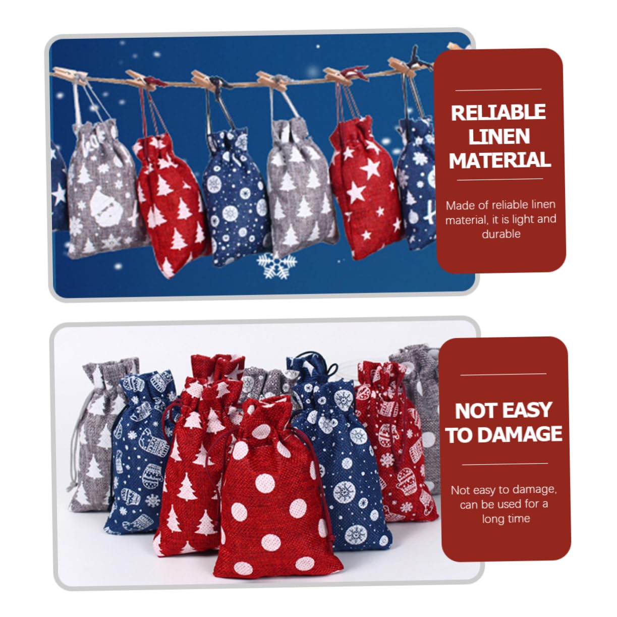 ULTECHNOVO 5sätze Adventskalender Beutel Weihnachtsgeschenktüten Mit Zugband Für Süßigkeiten Kleine Und Überraschungen Zum Dekorieren Von Baum Oder Tür