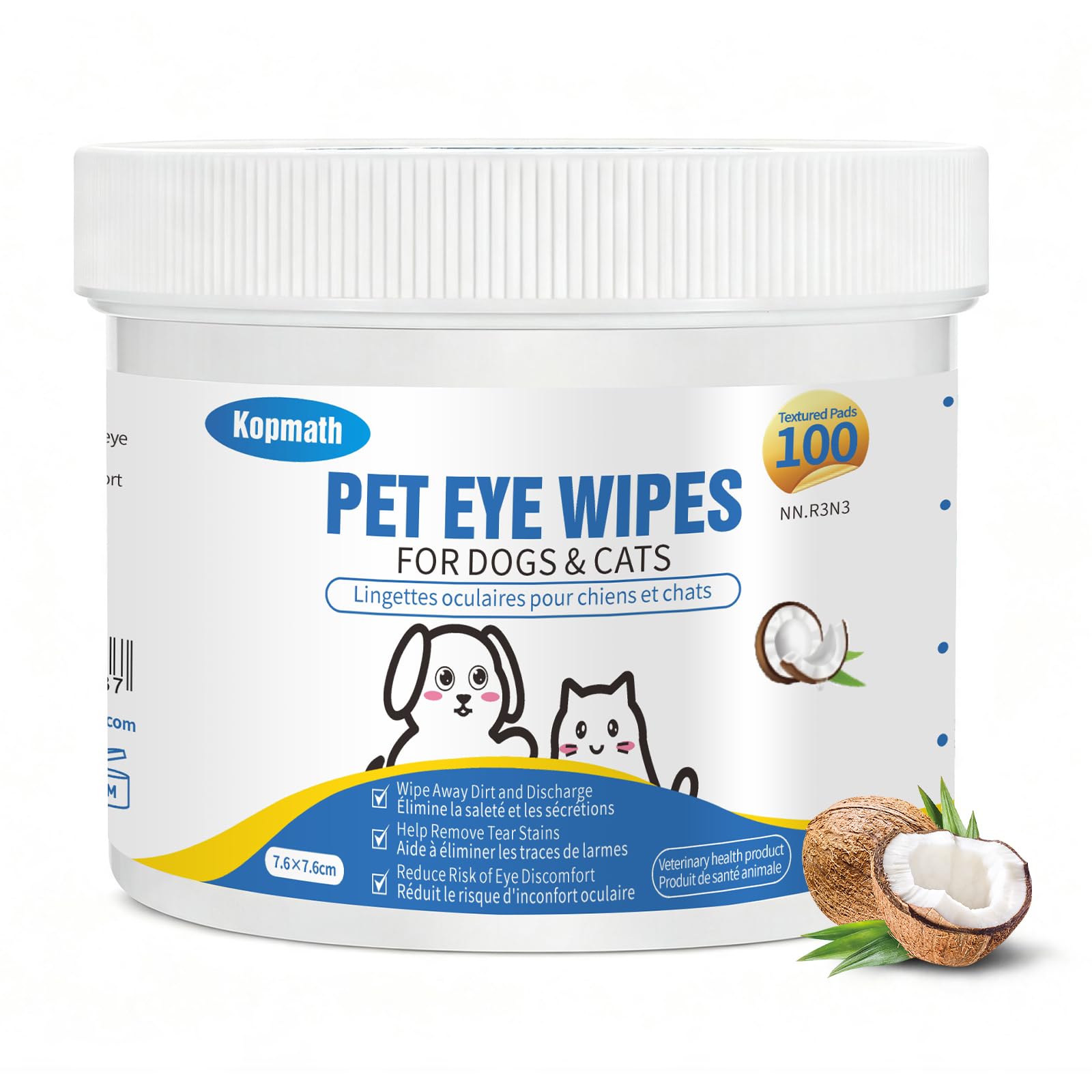 Dog Eye Wipes, Tear Stain Wipes for Dogs, Big &amp; Thick Cat Eye Wipes for Dogs, Mild Ingredient,Texturized &amp; Presoaked Pet Eye Cleaner Pad for Discharge Crust Booger,100 Ct