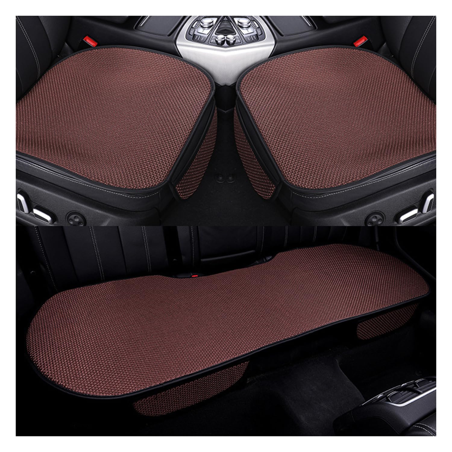 GQTMEUGTZ Car Seat Cushion 3 Piece Set for Mitsubishi Strada 1978-2025, Breathable Ice Silk Car Seat Covers Front Rear Protection Anti Slip Pad Set,D