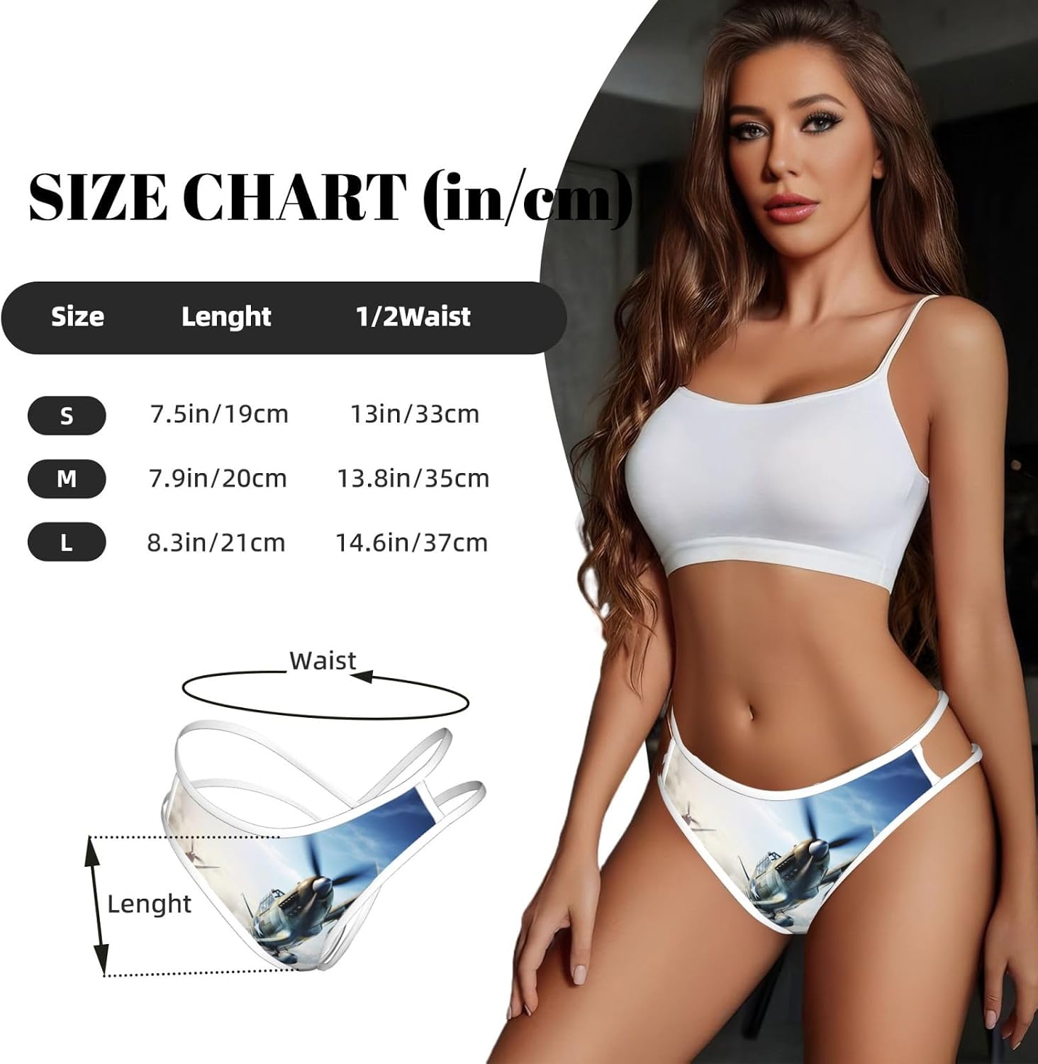 World War 2 Aircraft Airplane1 Print Sexy Underwear G String Thongs For Women Low Rise No Show Workout Panties For Sports And Yoga White