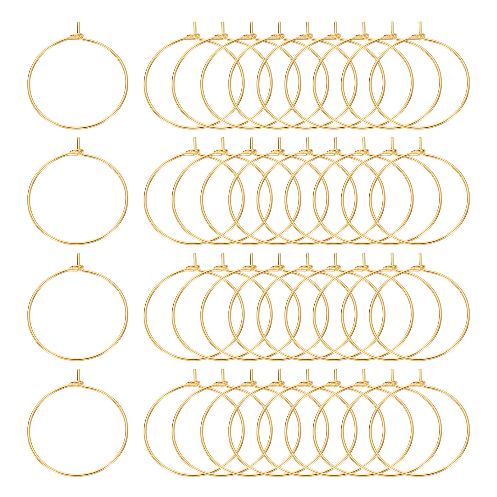 uxcell 100Pcs Earring Beading Hoops, 25mm / 1" Plated Hoop Earring Findings Round Open Rings for DIY Jewelry Pendant Crafts, Light Gold