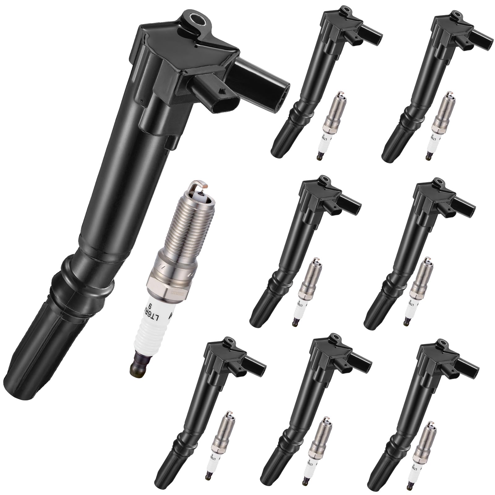 8 Ignition Coils+ 8 Spark Plugs UF834/6509 for Ford 6.2L V8